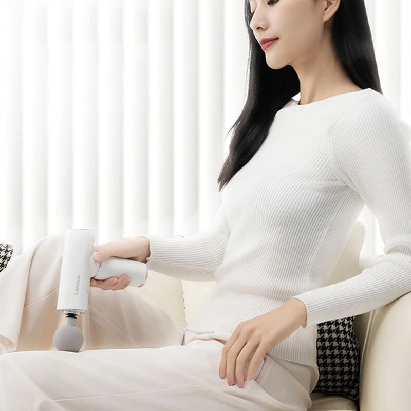 (image for) Lenovo Portable Lightweight N2 Fascia Gun 3200 RPM Massage Device with 6 Attachments and 5 Adjustable Speeds, 1800mAh Battery for Muscle Relaxation